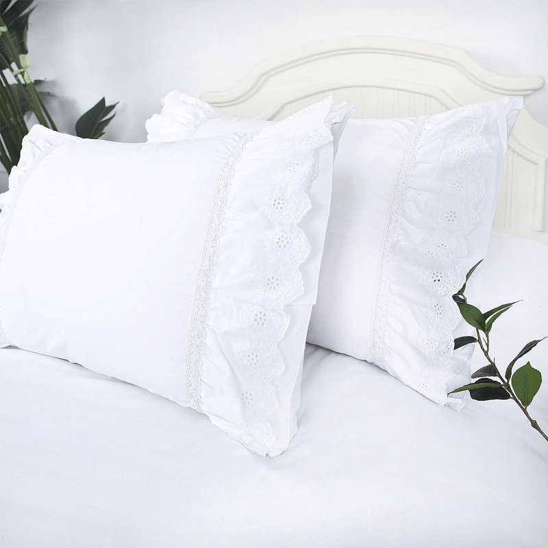 White embroidered pillow shams outlet